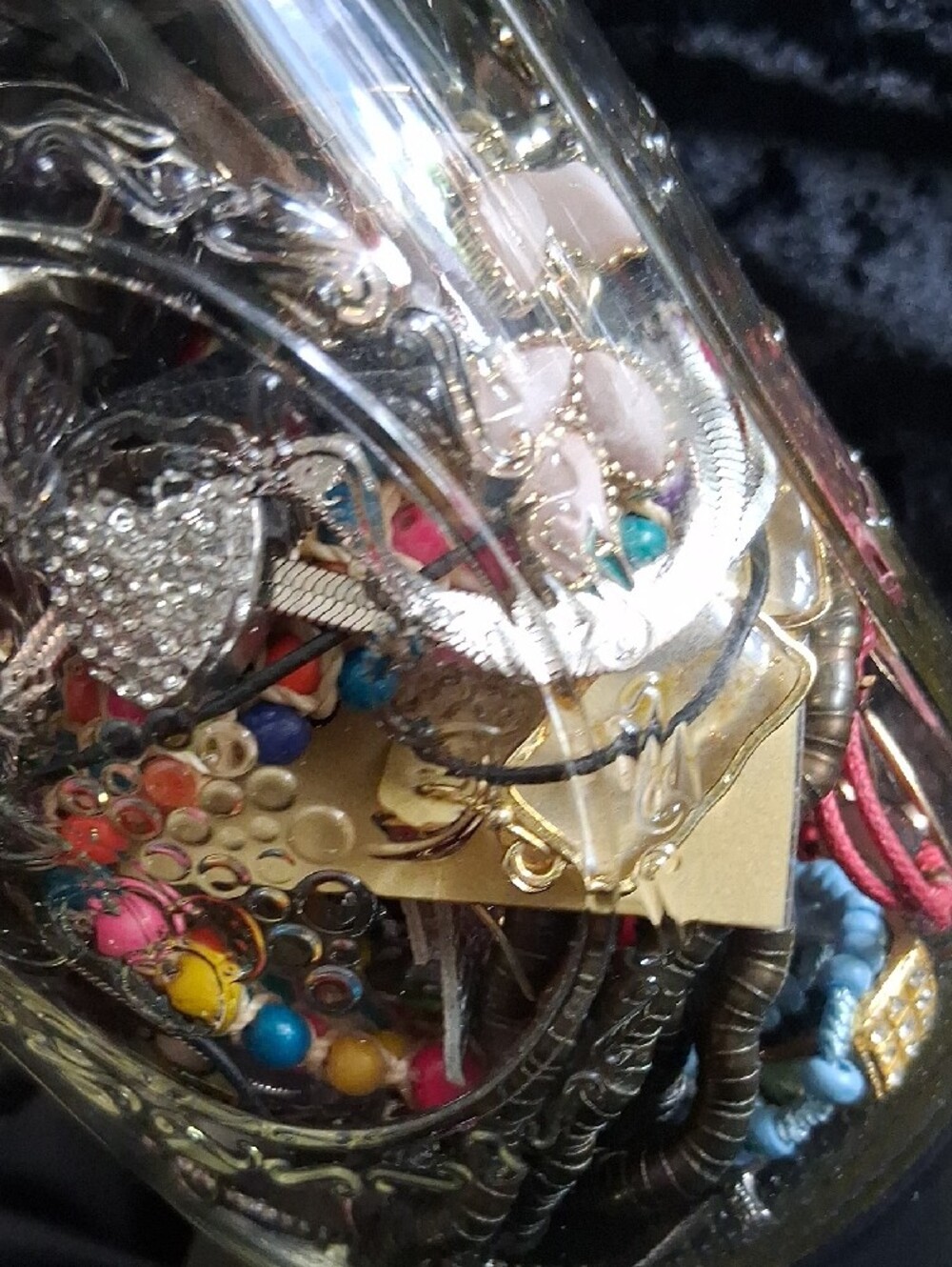 Jewelry Jar Lot Of Mixed Bracelets Earrings Necklaces & Rings - Picture 13 of 14
